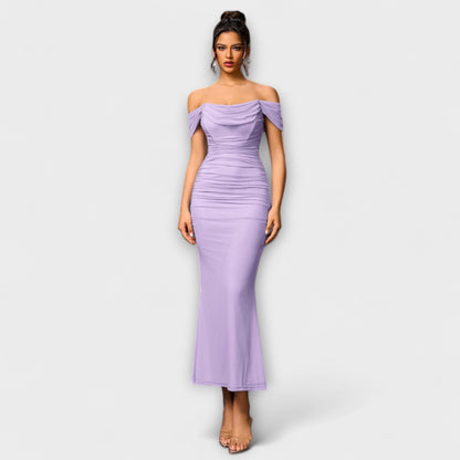 Elegant Cold Shoulder Gathered Dress for Women