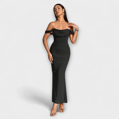 Elegant Cold Shoulder Gathered Dress for Women