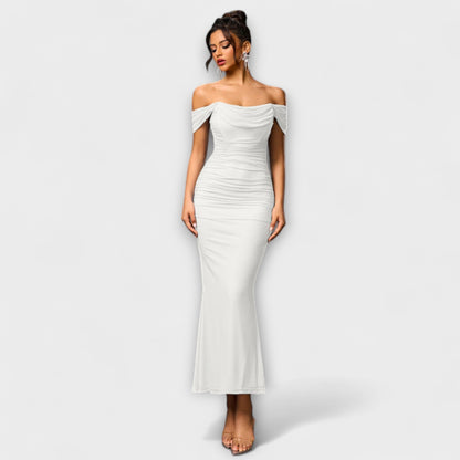 Elegant Cold Shoulder Gathered Dress for Women