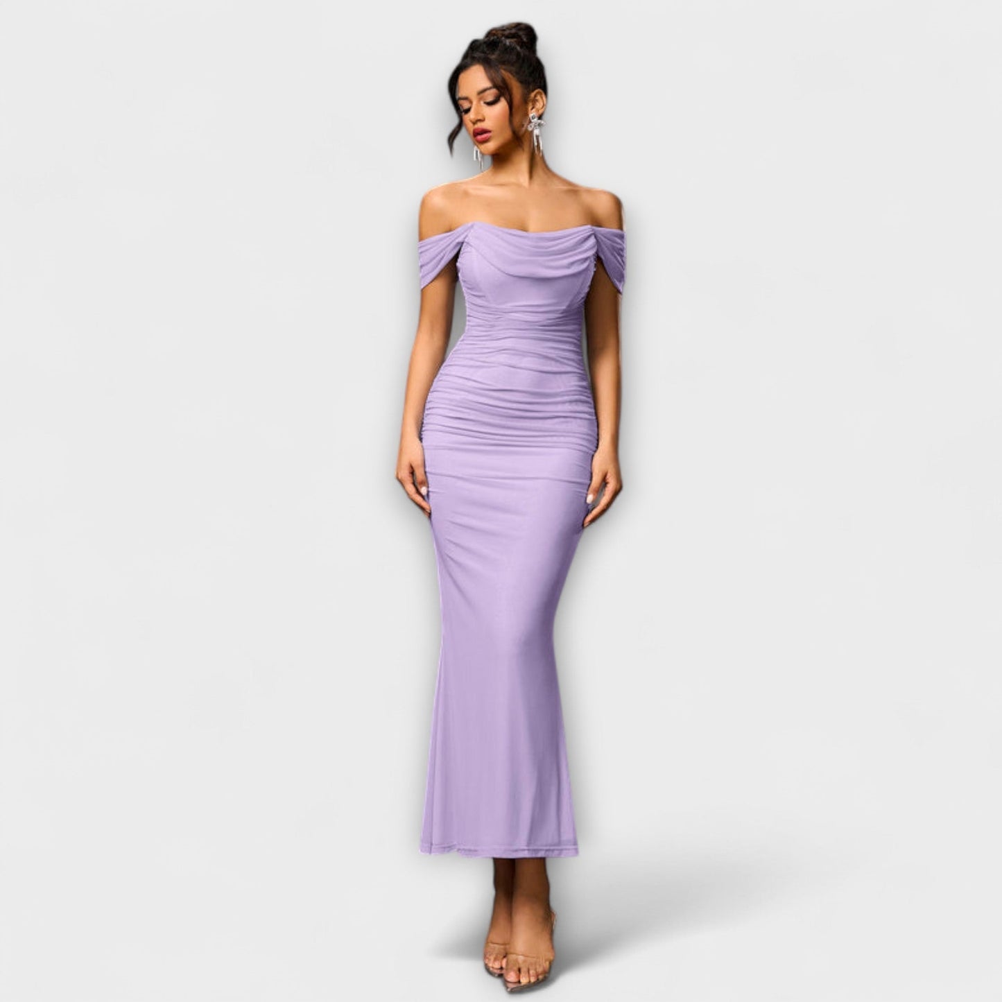 Elegant Cold Shoulder Gathered Dress for Women