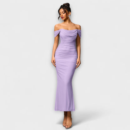 Elegant Cold Shoulder Gathered Dress for Women