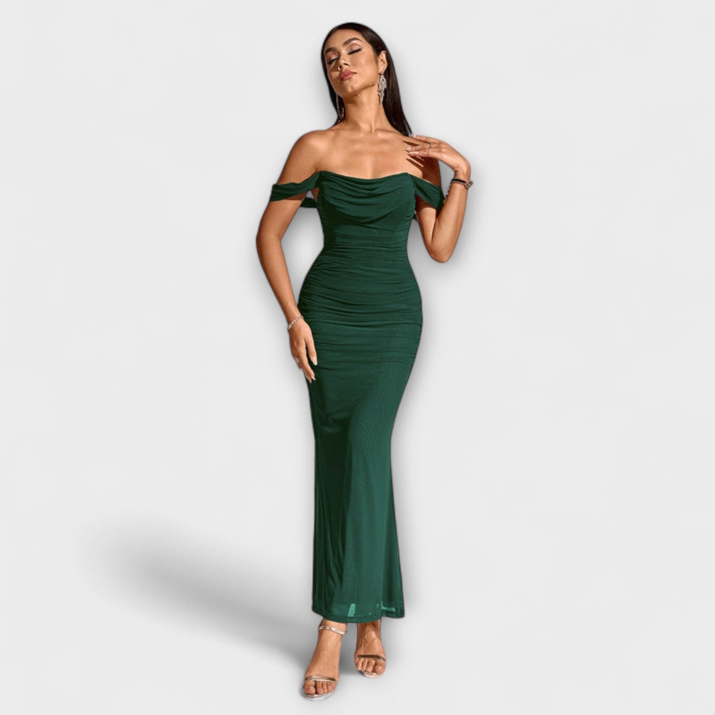 Elegant Cold Shoulder Gathered Dress for Women