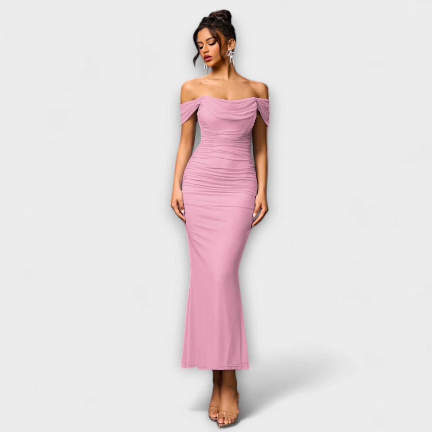 Elegant Cold Shoulder Gathered Dress for Women