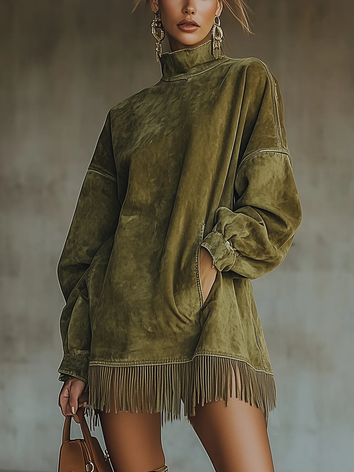 Comfortable Boho Fringe Dress - Olytrend