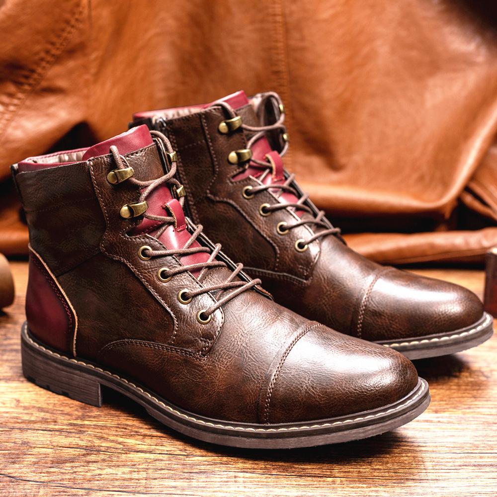 Men's Leather Lace Up Classic Boots - Nocini