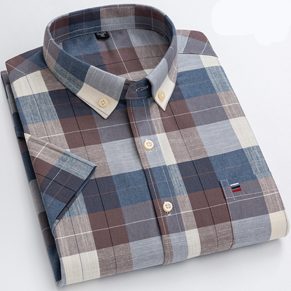 Comfortable Casual Checked Short Sleeve Shirt - Nocini