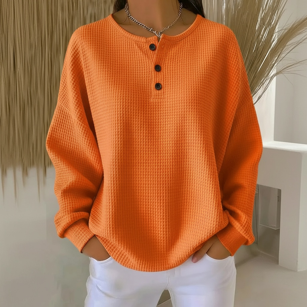 Soft Plush Waffle Knit Sweater - Olytrend