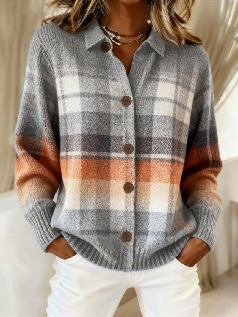 Casual Checked Knit Top In Pastel Shades - Olytrend