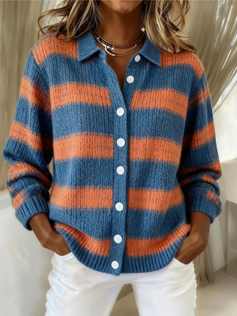 Colorful Striped Knit Women's Blouse - Olytrend