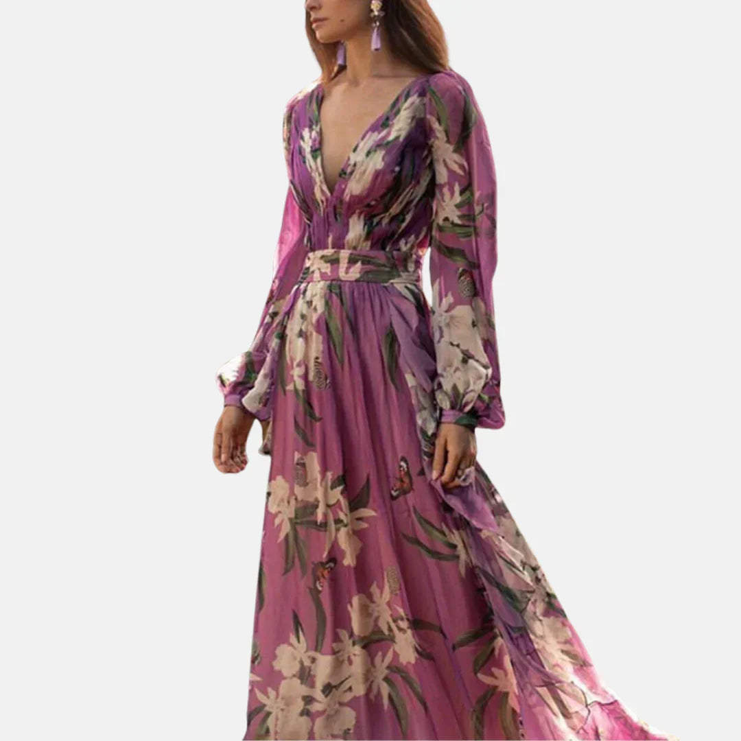 Chic Floral Sundress with Stylish Cut - Olytrend