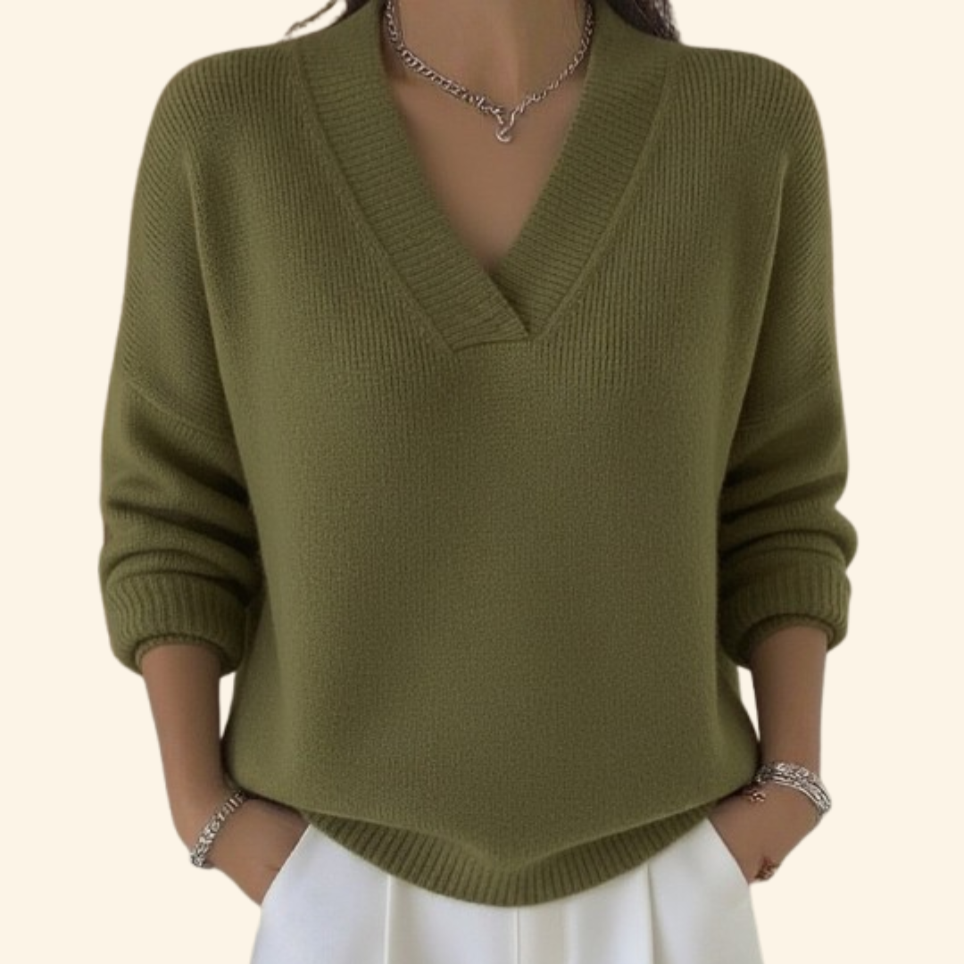 Casual V Neck Pullover Sweater
