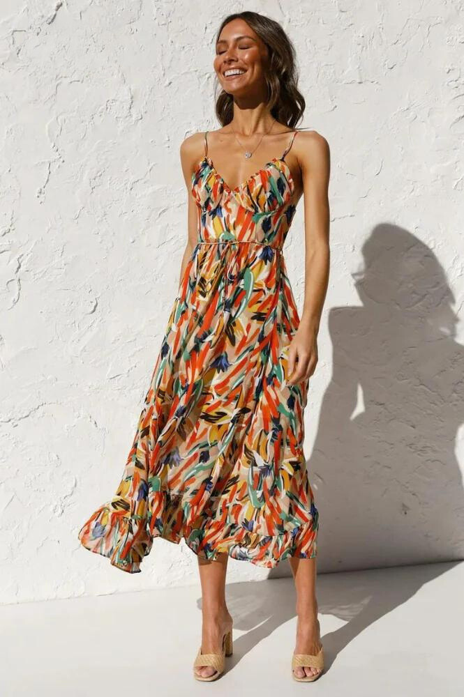 Loose Fit Summer Dress V Neck Strapless Sundress
