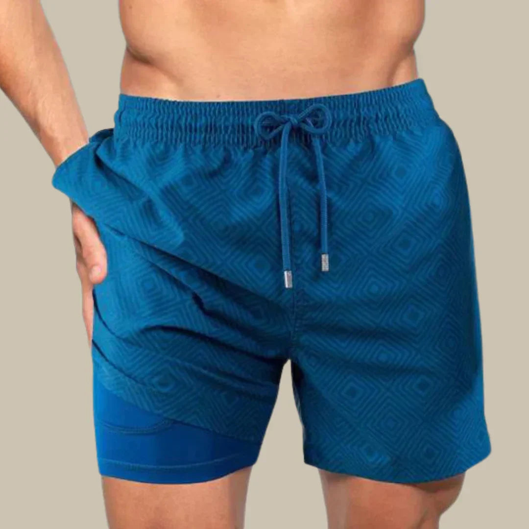 Stylish Swim Trunks with Liner and Phone Pouch