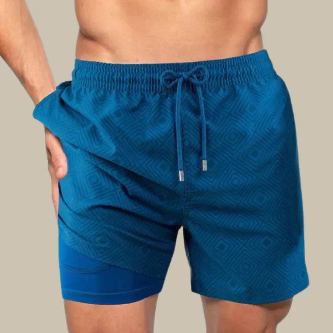 Stylish Mens Beach Shorts with Liner and Phone Pouch