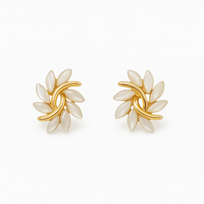 Luxury Gold White Opal Drop Earrings - Nocini
