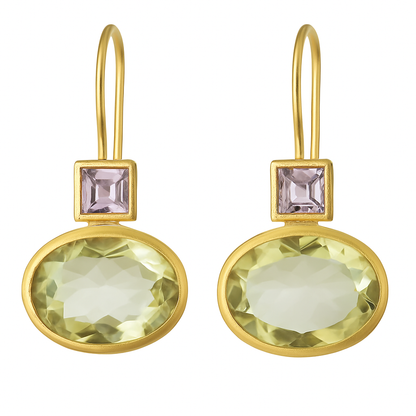 Vintage Green Gemstone Earrings - Nocini