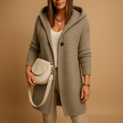 Women's open knit cardigan with a relaxed fit, perfect for autumn, winter layering, or cozy days at home.