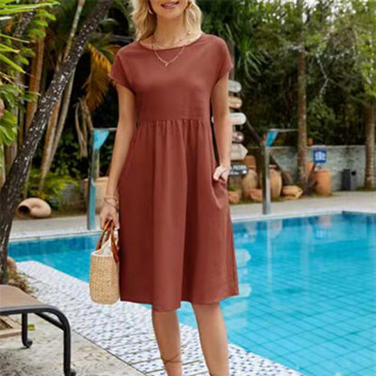 Relaxed Fit Women's Casual Short Sleeve Dress