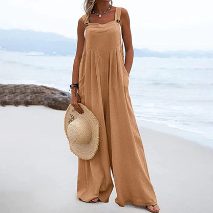 Loose Fit Women's Jumpsuit with Adjustable Straps