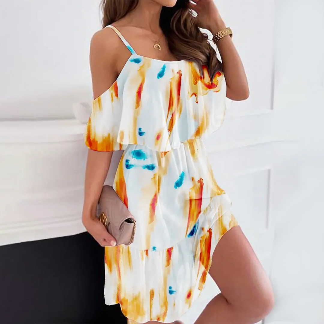 Casual Summer Strapless Ruffle Dress