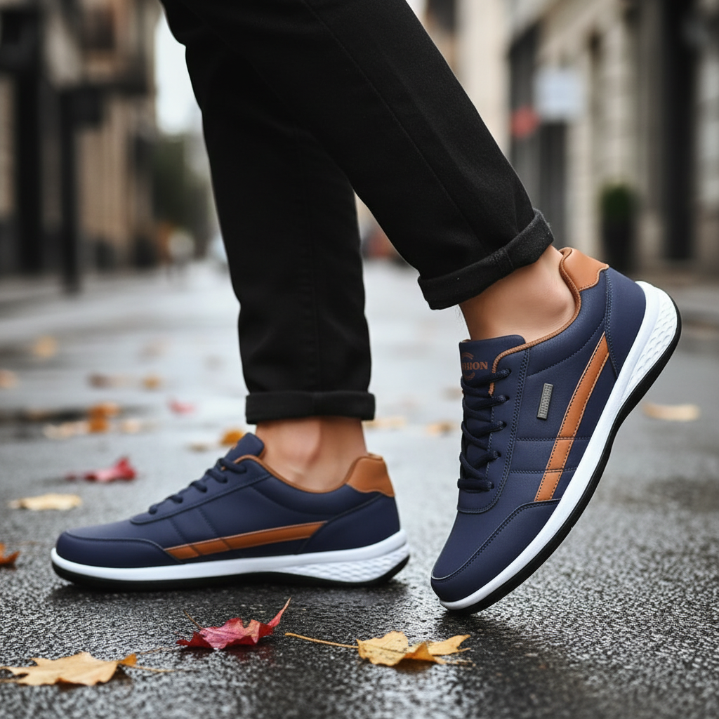Comfortable Men's Shoes PU Leather Sneakers - Pexav