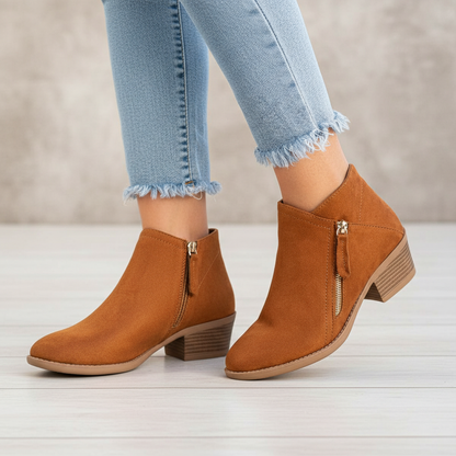 Comfortable Leather Ankle Boots - Leah - Pexav