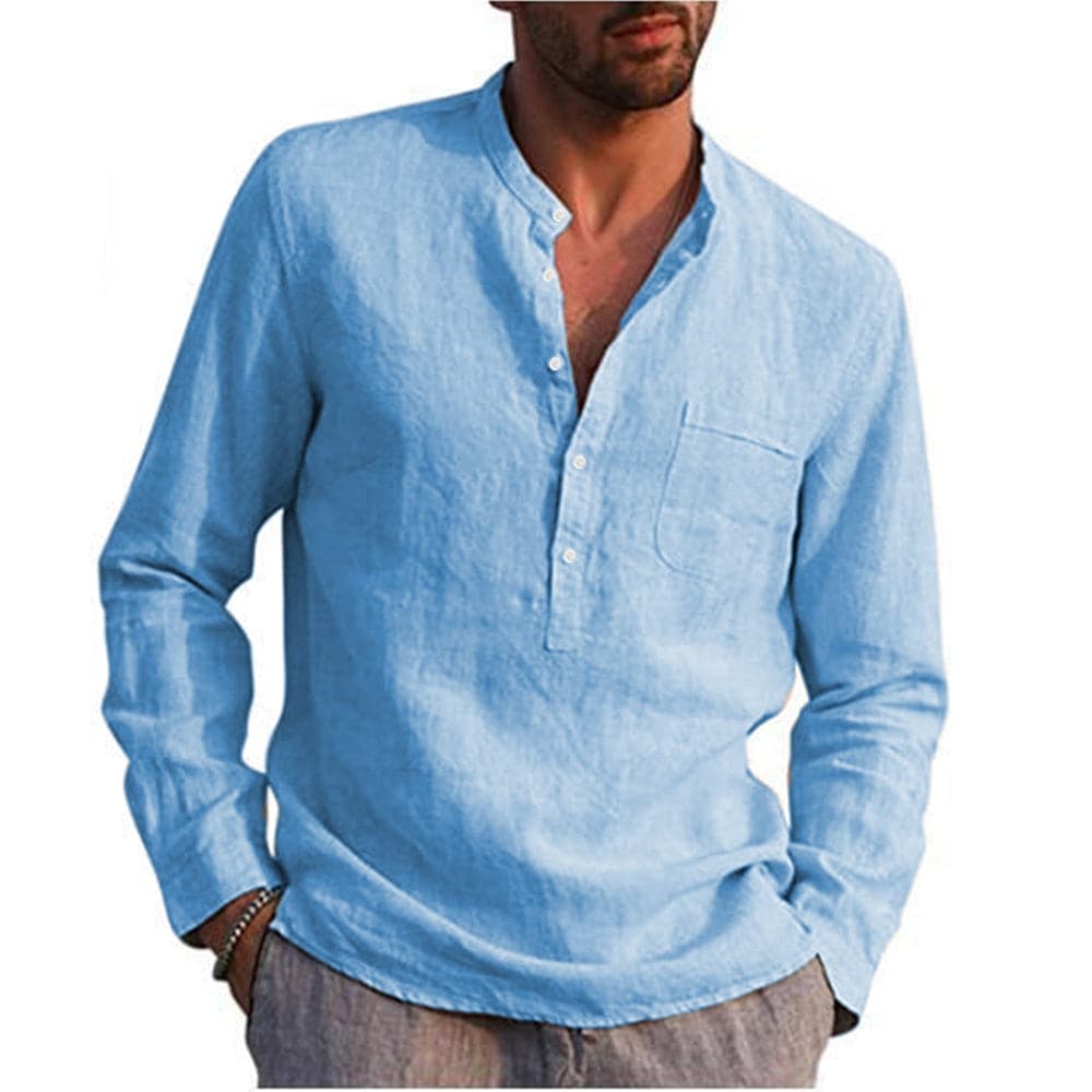Classic Linen Mens Long Sleeve Shirt