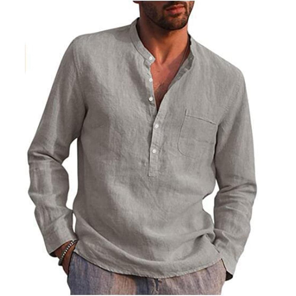 Classic Linen Mens Long Sleeve Shirt