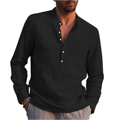 Classic Linen Mens Long Sleeve Shirt