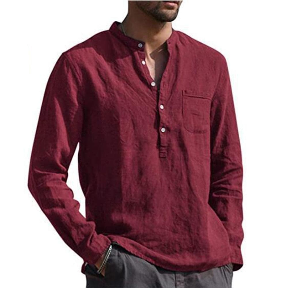Classic Linen Mens Long Sleeve Shirt - Nocini