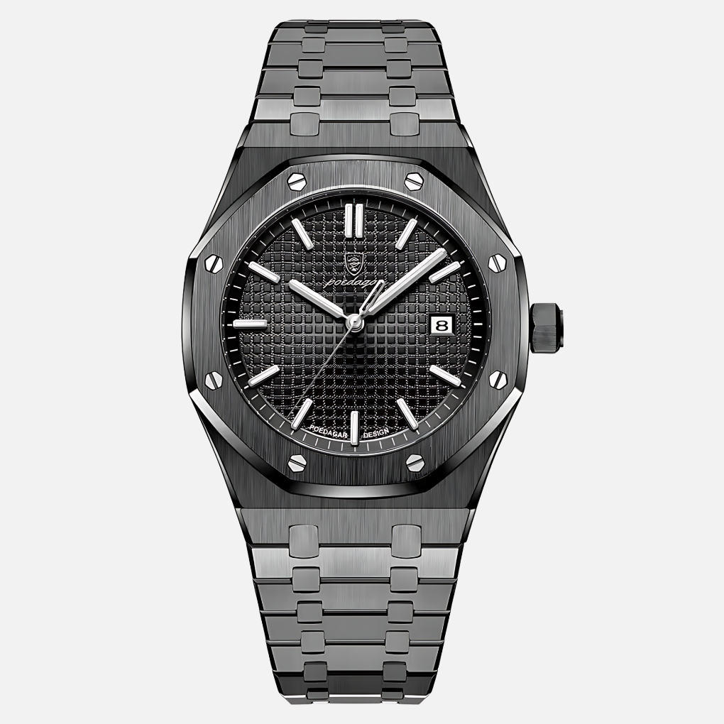 Classic Silver Leather Men's Watch