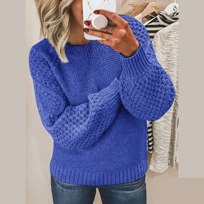 Cozy Oversized Crew Neck Puff Sleeve Sweater