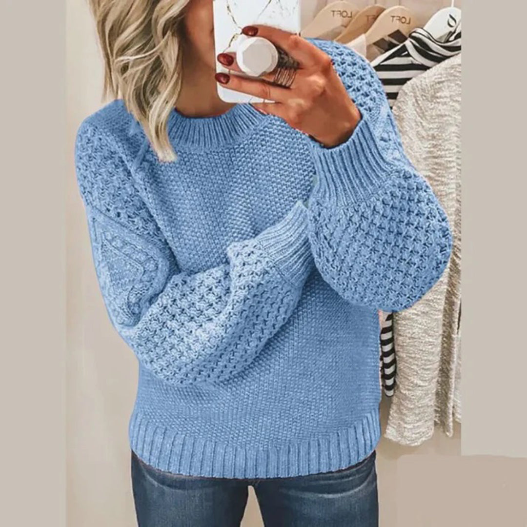 Cozy Oversized Crew Neck Puff Sleeve Sweater