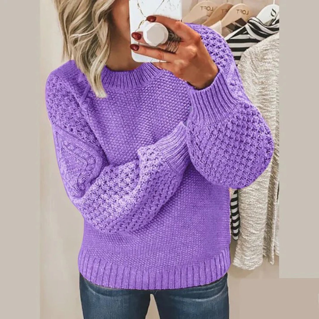 Cozy Oversized Crew Neck Puff Sleeve Sweater