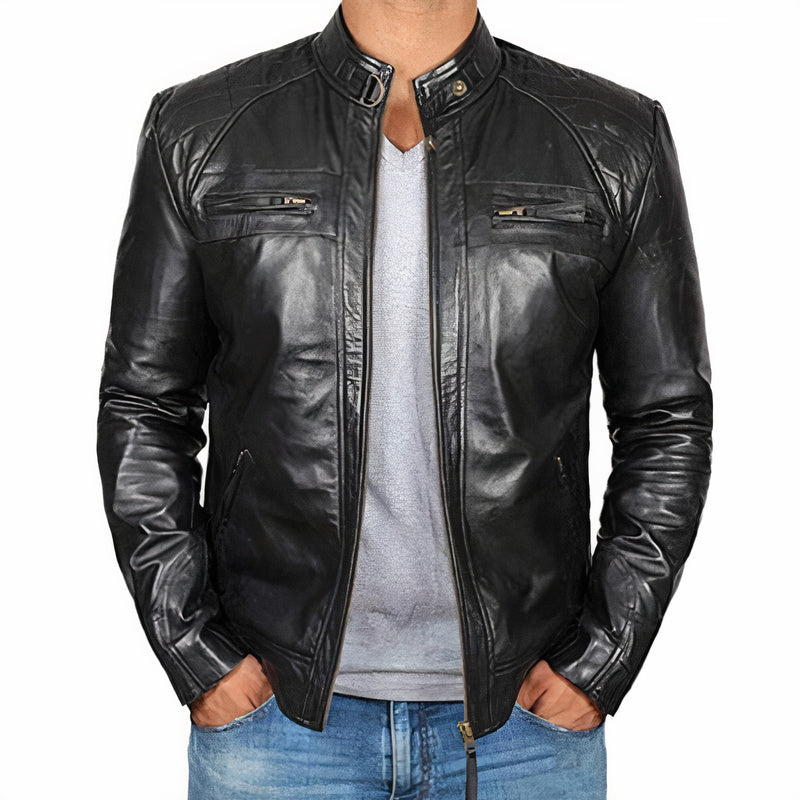 Tough Biker Jacket with Zip Pockets for Men