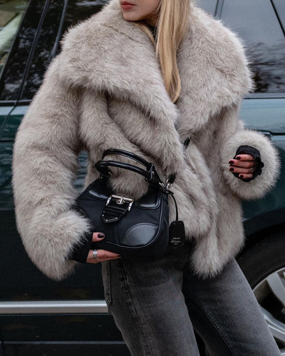Luxurious Faux Fur Women's Coat Oversized Warm