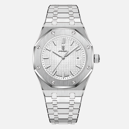 Classic Silver Leather Men's Watch