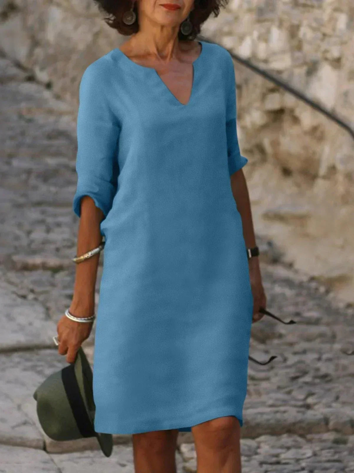 Chic V Neckline Women's Dress