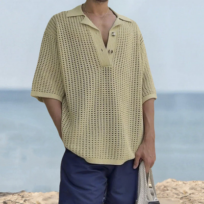Relaxed Fit Men's Short Sleeve Sweater