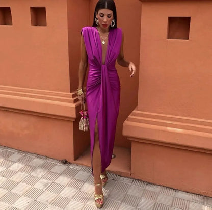 Flowy Ruffled Knee Length Dress