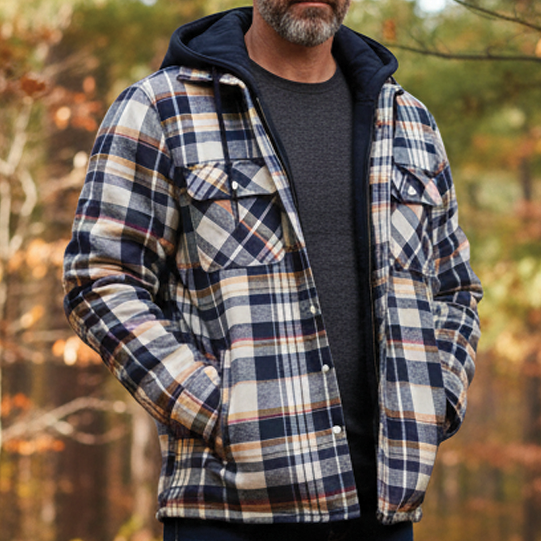 Plaid Hooded Parka Coat - Nocini