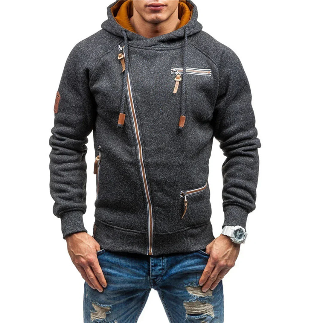 Comfortable Mens Fleece Hooded Jacket with Pockets