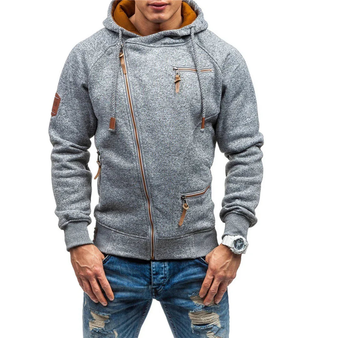 Comfortable Mens Fleece Hooded Jacket with Pockets - Olytrend