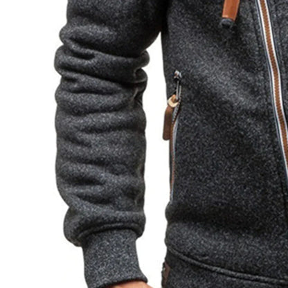 Comfortable Mens Fleece Hooded Jacket with Pockets