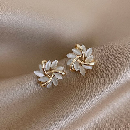 Luxury Gold White Opal Drop Earrings