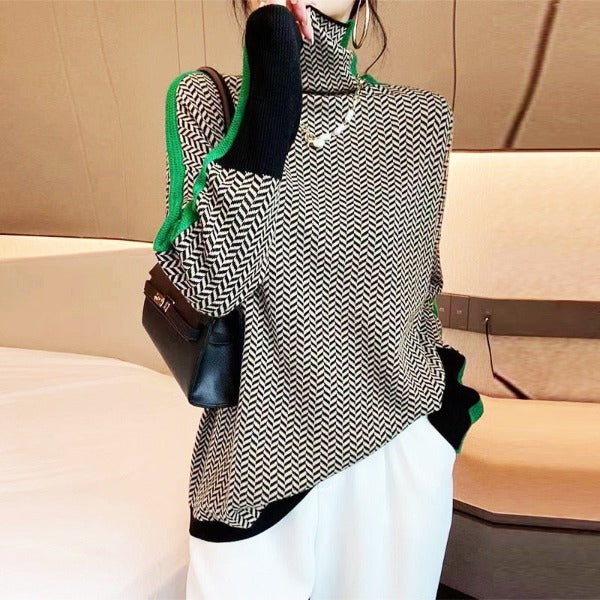 Chic Striped Crew Neck Sweater