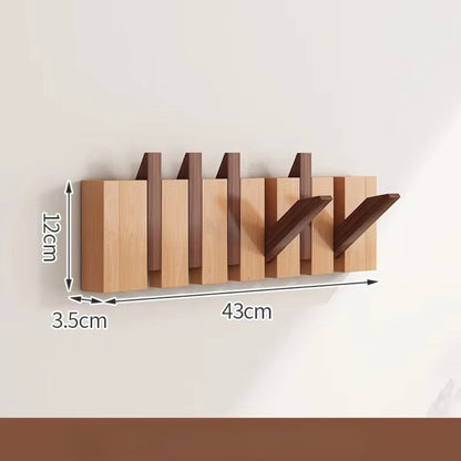 Modern Wooden Flip Hook Rack With Foldable Hooks