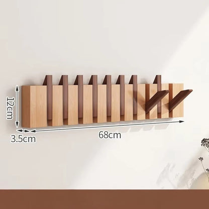 Modern Wooden Flip Hook Rack With Foldable Hooks