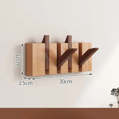 Modern Wooden Flip Hook Rack With Foldable Hooks