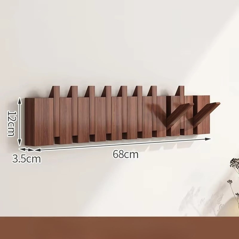 Modern Wooden Flip Hook Rack With Foldable Hooks